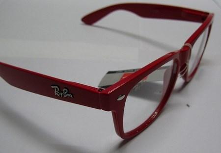 عینک ویفری قرمز شیشه شفاف ری بن   ( به همراه کیف + دستمال ضد خش  )